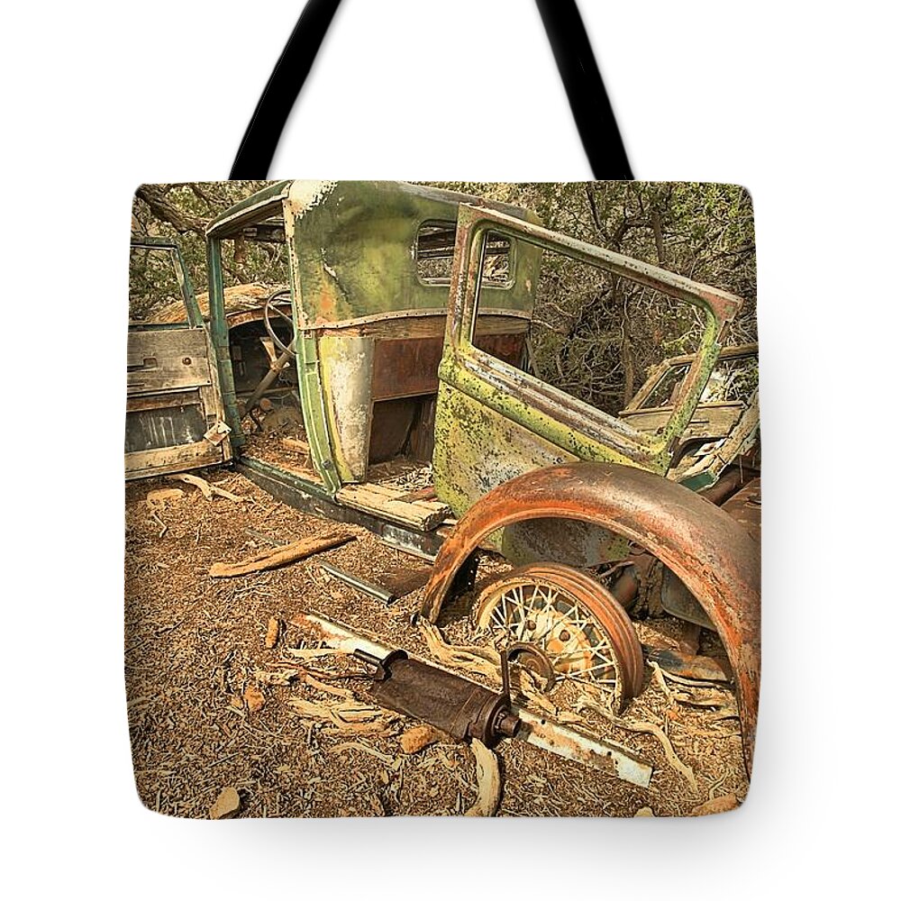 Joshua Tree National Park Tote Bag featuring the photograph Falling Off The Wheels by Adam Jewell