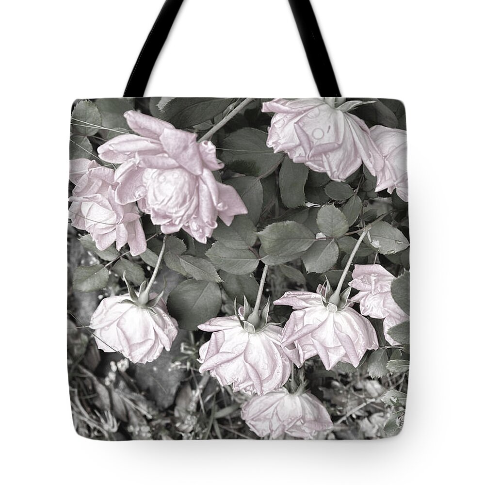 Roses Tote Bag featuring the digital art Falling Roses by Bonnie Willis