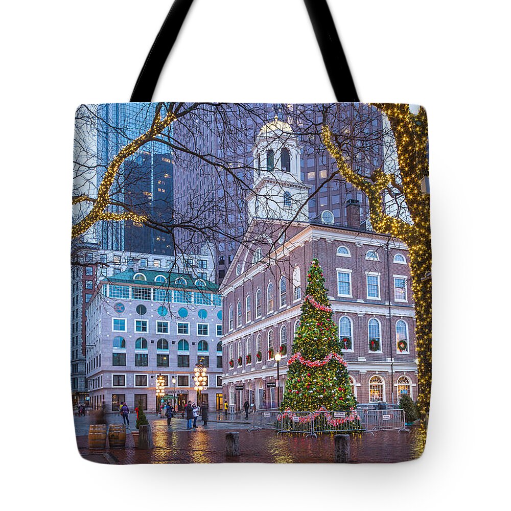 America Tote Bag featuring the photograph Faneuil Hall Lights by Susan Cole Kelly