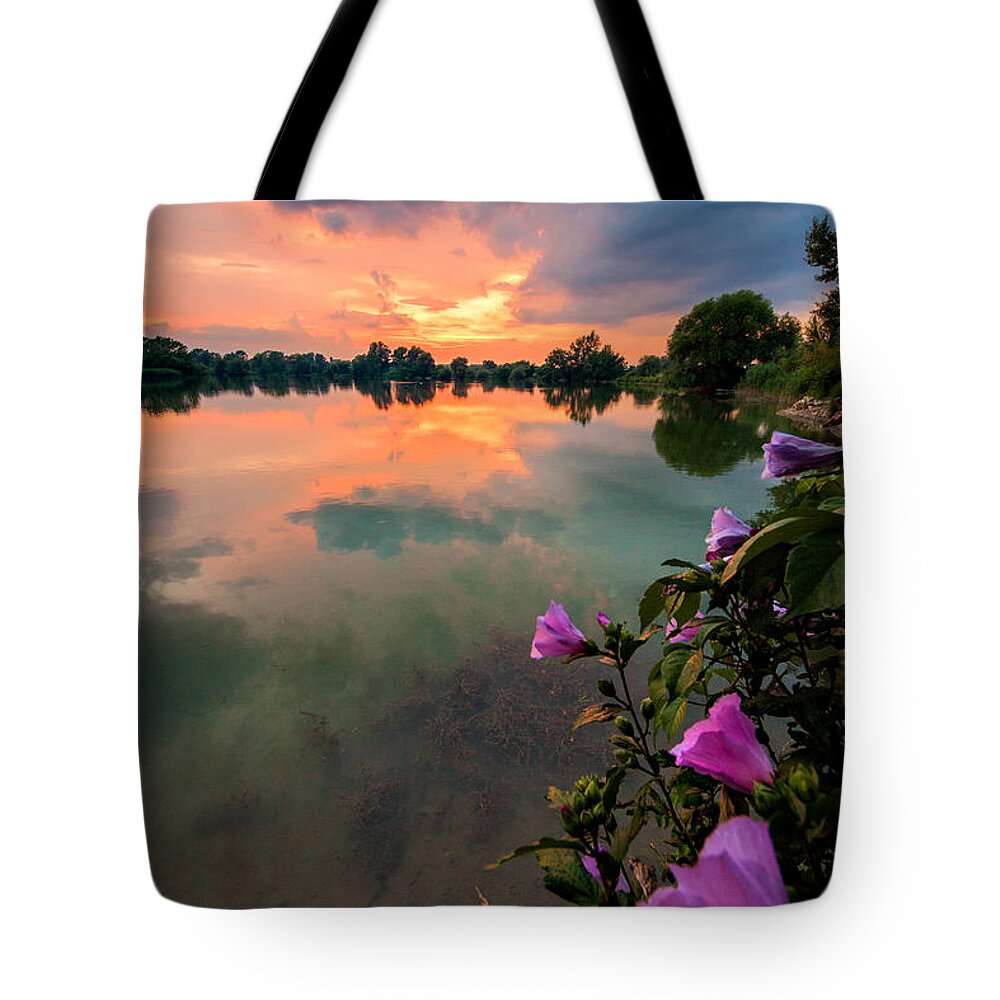 Landscape Tote Bag featuring the photograph Farewell from the sun by Davorin Mance