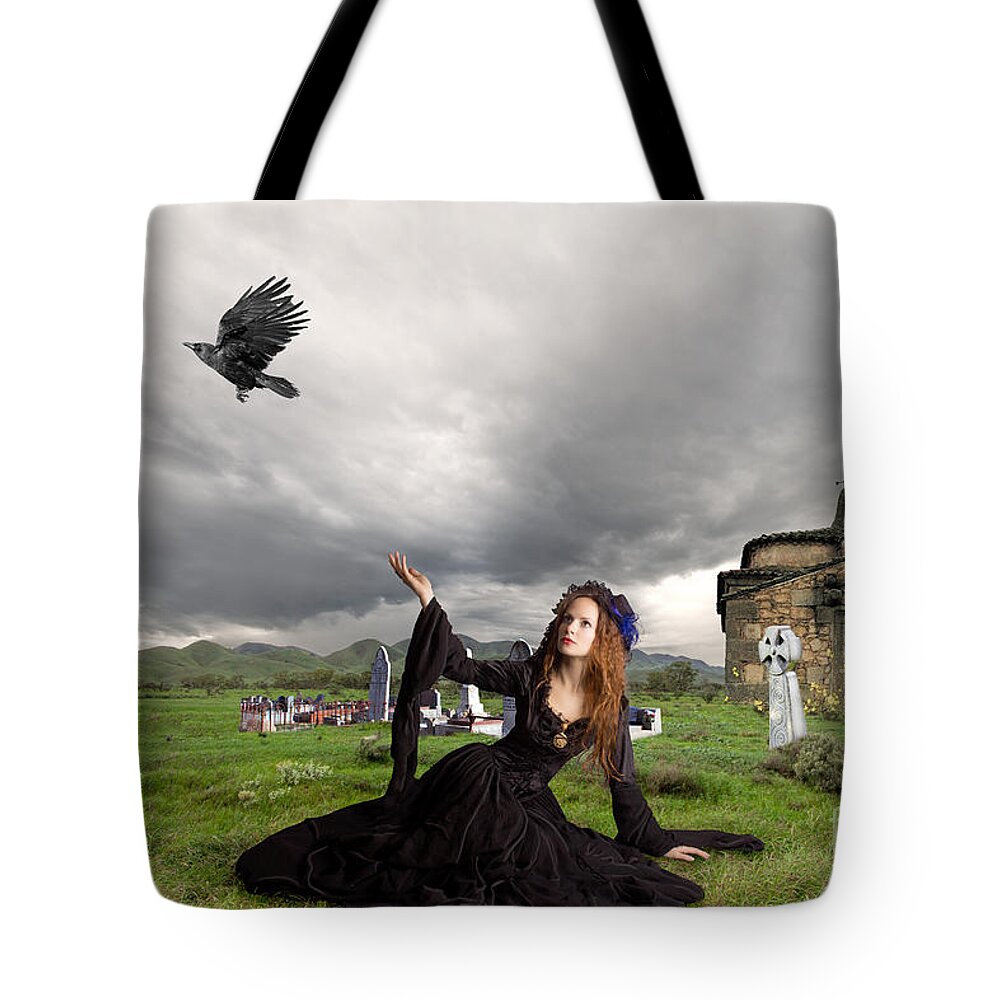Crow Tote Bag featuring the digital art Farewell my Love by Linda Lees