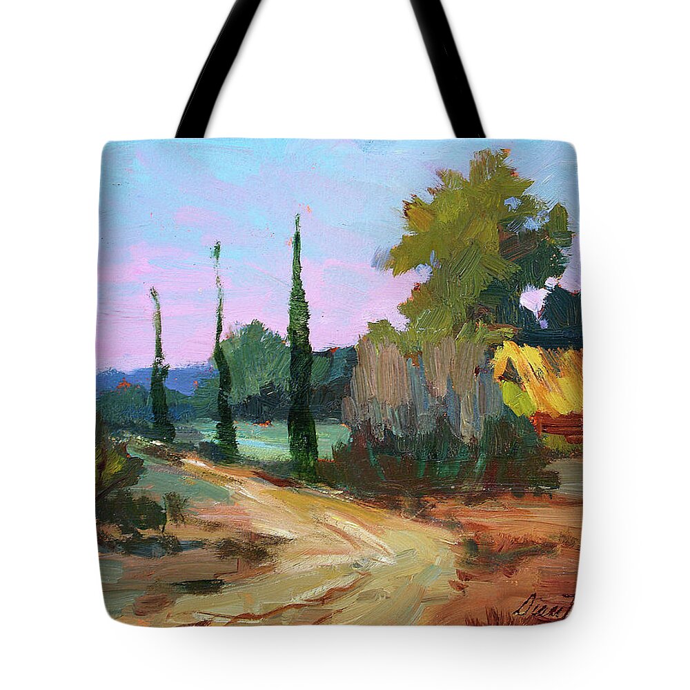 Farm In Provence Tote Bag featuring the painting Farm in Provence by Diane McClary