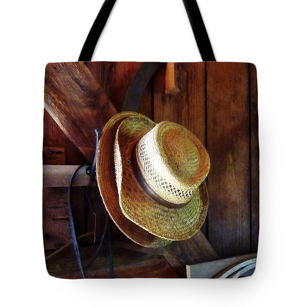 Farm Tote Bag featuring the photograph Farmer's Straw Hats by Susan Savad