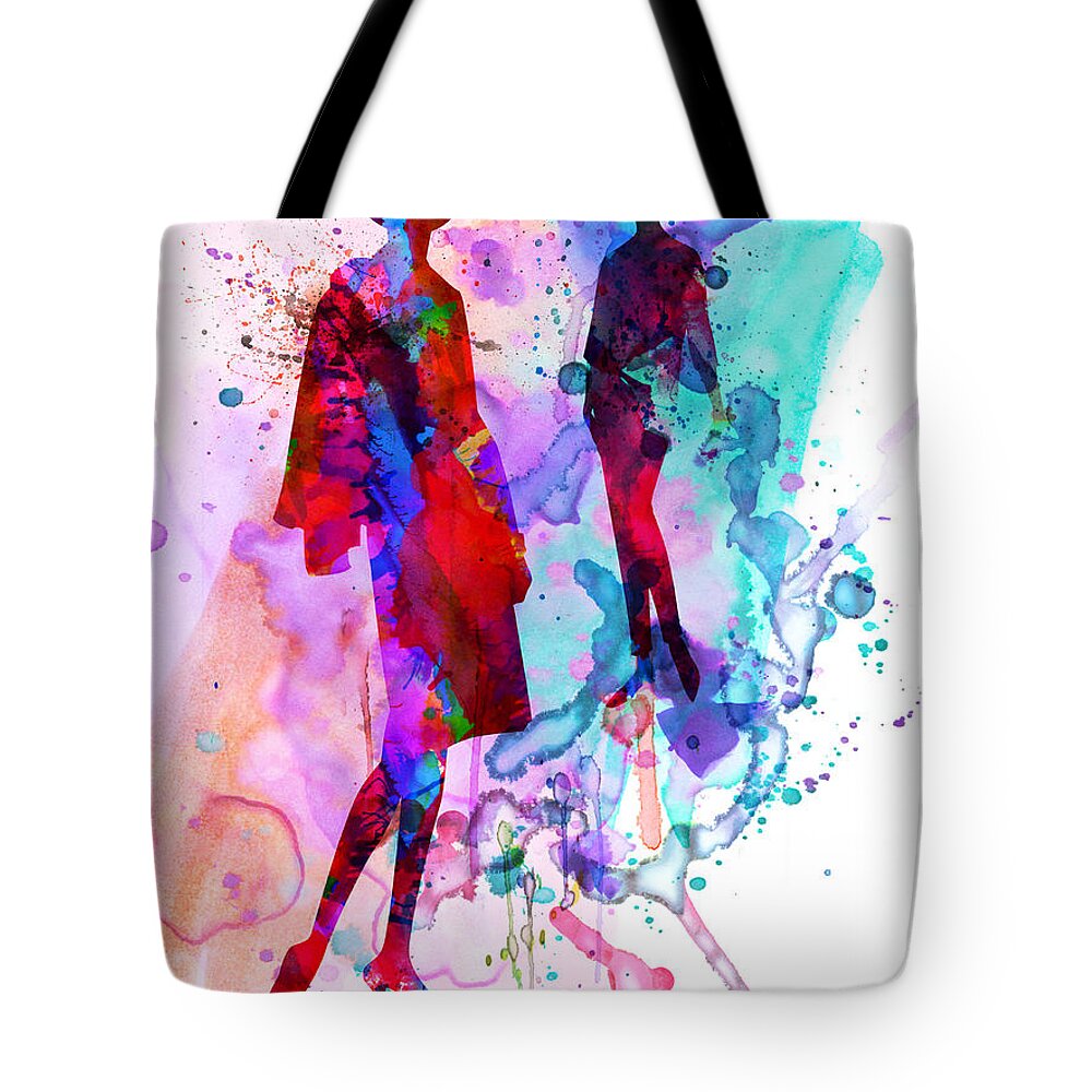 Fashion Tote Bag featuring the painting Fashion Models 8 by Naxart Studio