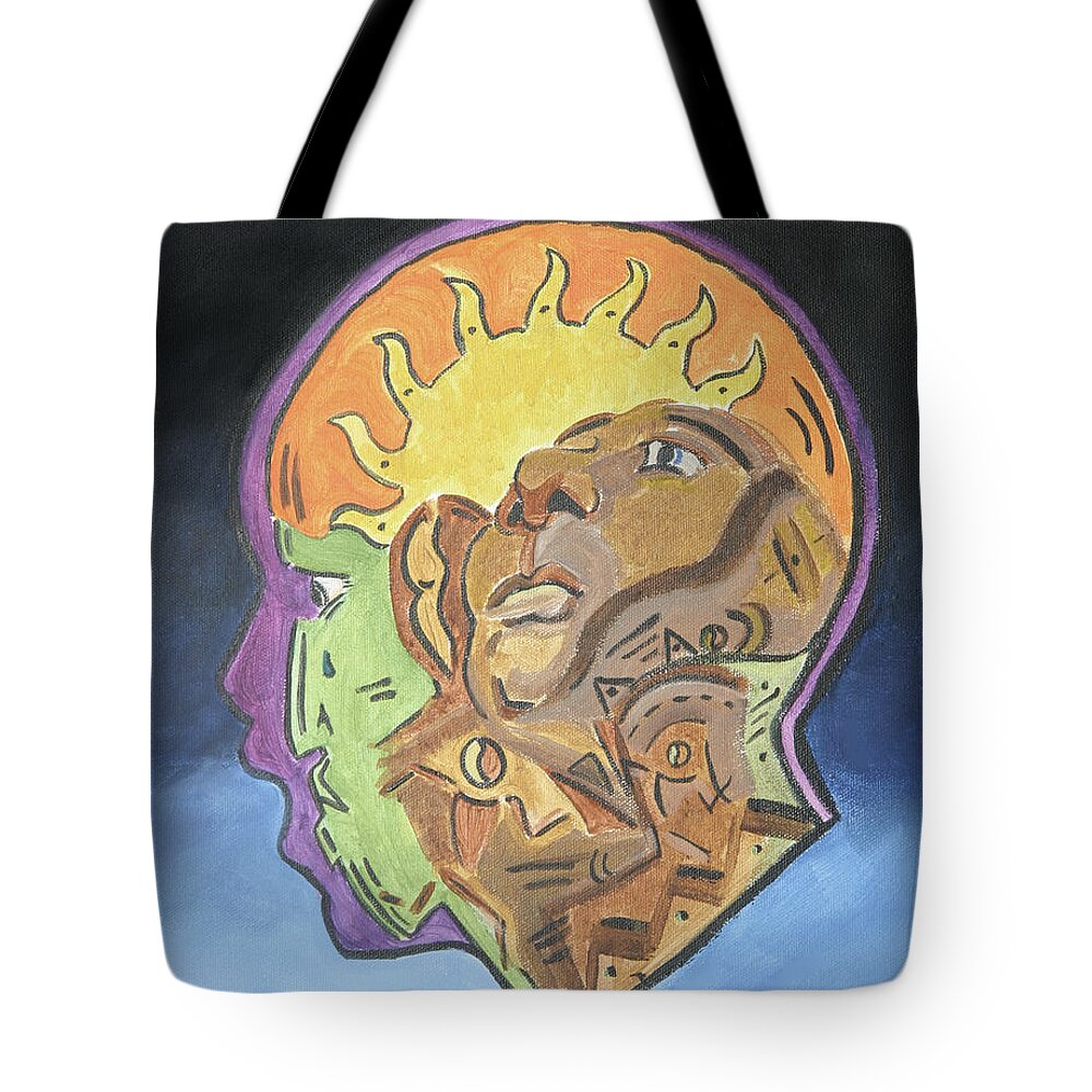 Face Tote Bag featuring the painting Fear of the Unknown by Dwayne Glapion