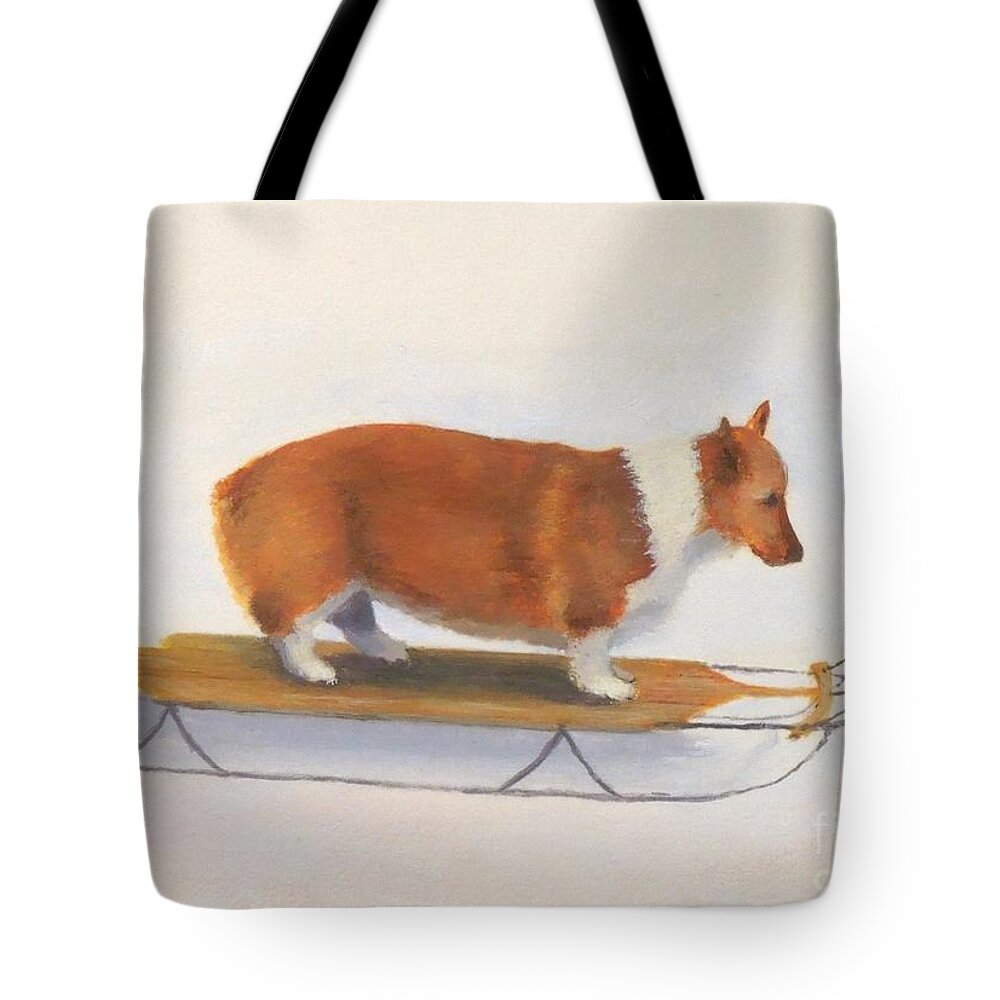Welsh Corgi Tote Bag featuring the painting Fear by Phyllis Andrews
