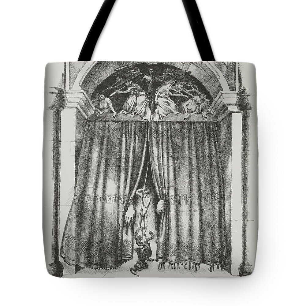 Drawings Tote Bag featuring the drawing Fear's Overture by Yvonne Wright