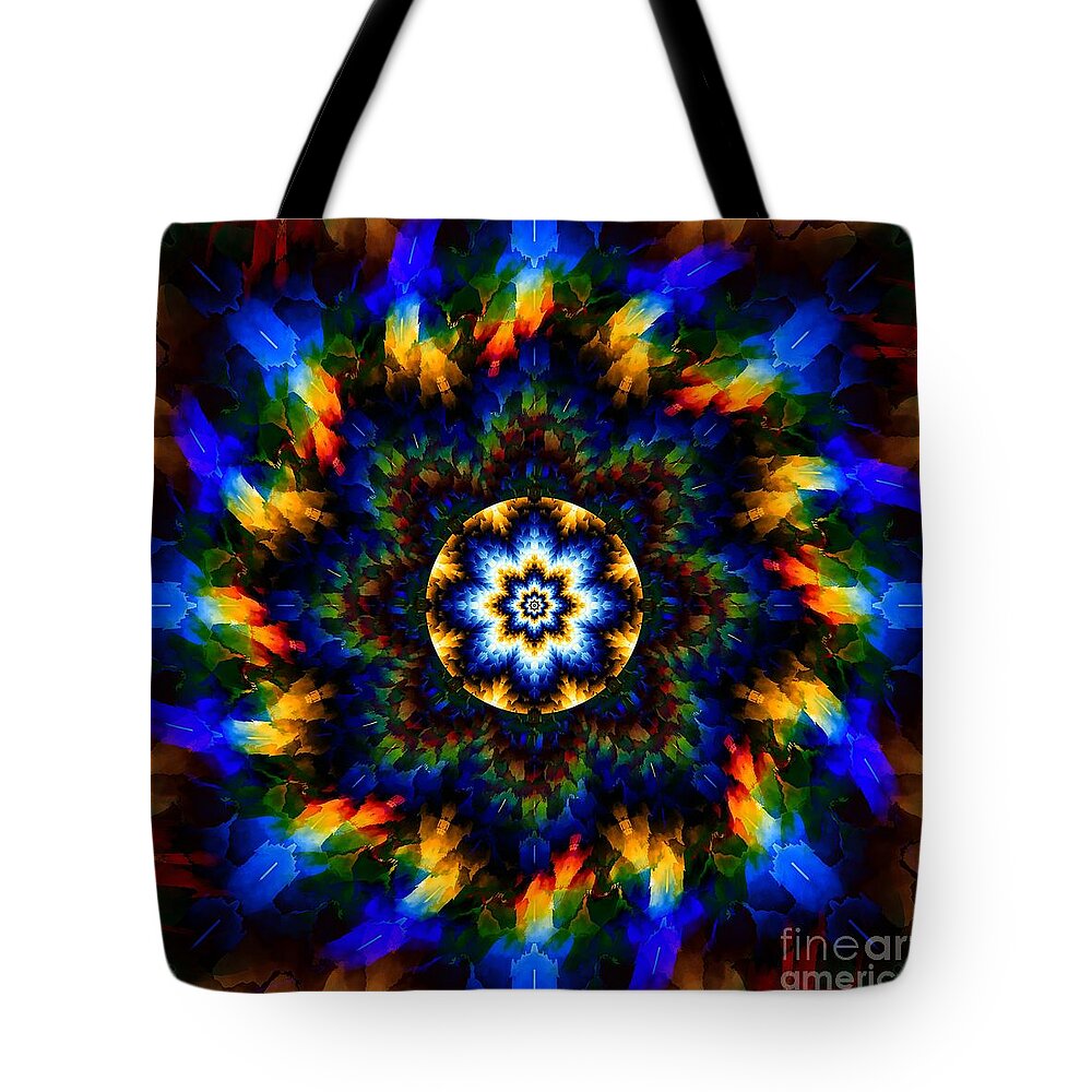 Feather Tote Bag featuring the digital art Feather Wheel by Elizabeth McTaggart