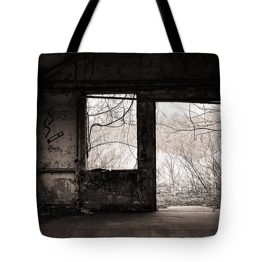 Abandoned Tote Bag featuring the photograph February - Comfortable Seclusion - Self Portrait by Gary Heller