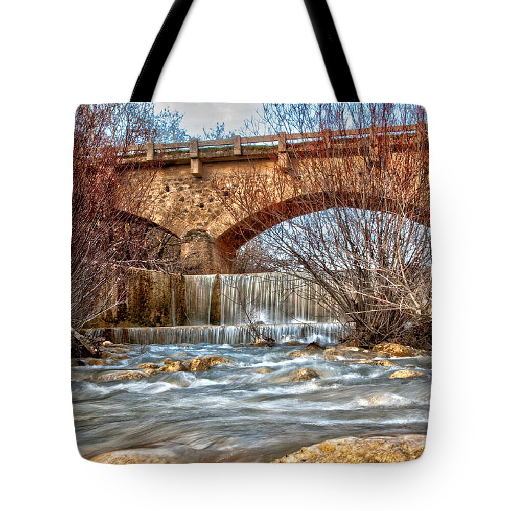 Greece Tote Bag featuring the photograph Bridge in Greece by Mike Santis