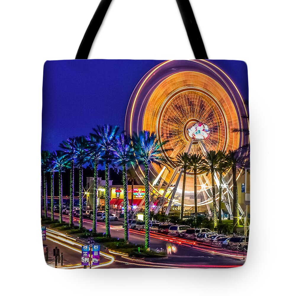 Alabama Tote Bag featuring the photograph Ferris Wheel At The Wharf by Traveler's Pics