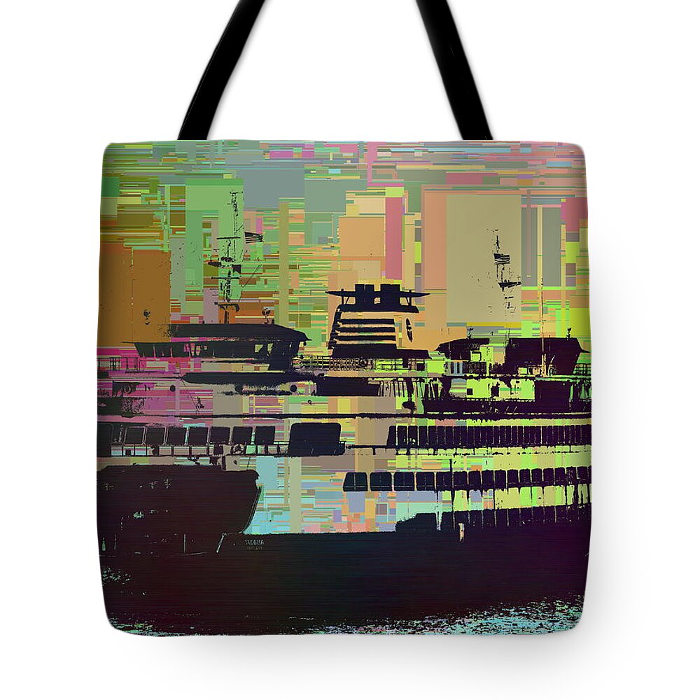 Abstract Tote Bag featuring the digital art Ferry Cubed 2 by Tim Allen