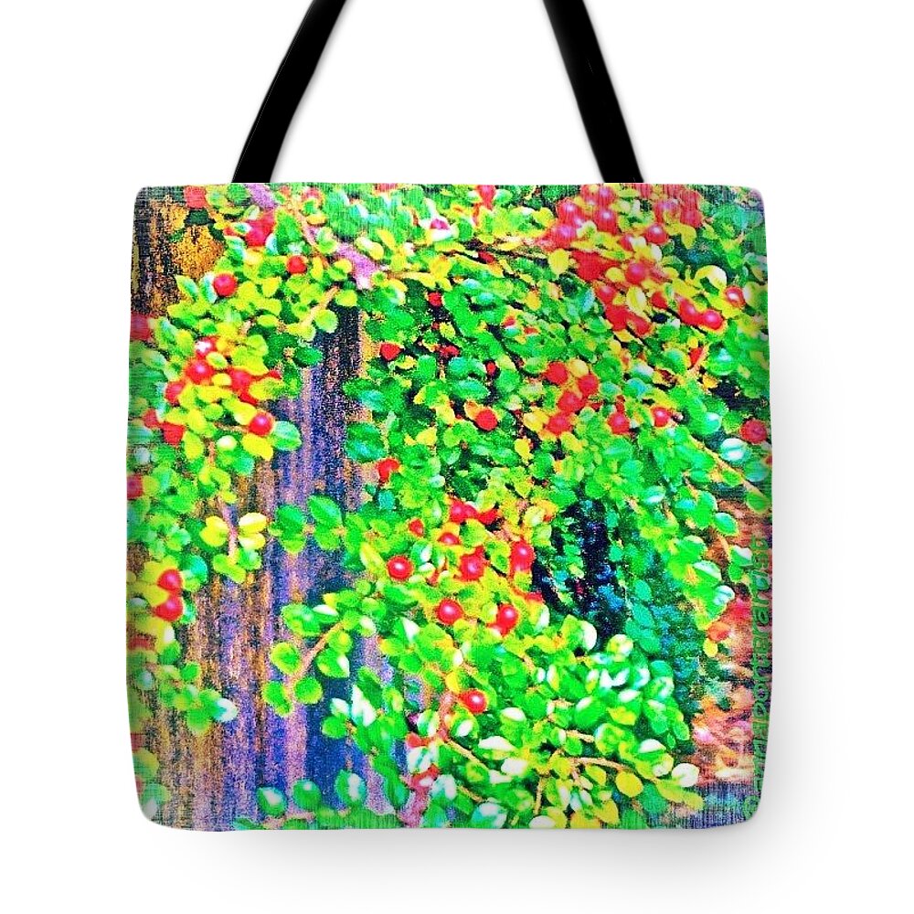 Festive Tote Bag featuring the photograph Festive Berries #floral #landscape by Anna Porter