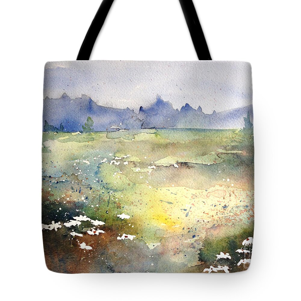 Daisies Tote Bag featuring the painting Field of Daisies by Marilyn Zalatan