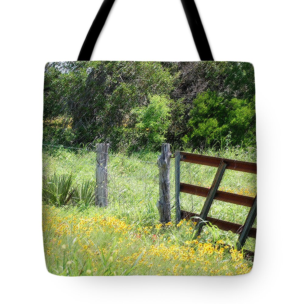 Fence Tote Bag featuring the photograph Field of Flowers 4 by Leticia Latocki