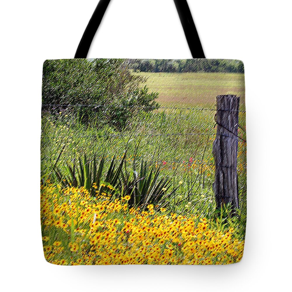 Fence Tote Bag featuring the photograph Field of Flowers by Leticia Latocki