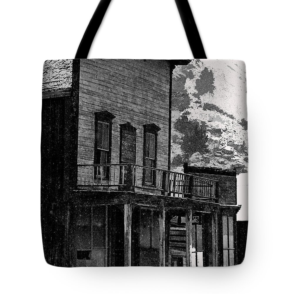 Film Homage Chill Wills Stubby Pringle's Christmas 1978 Ghost Town Silver Plume Colorado 1971 Tote Bag featuring the photograph Film homage Chill Wills Stubby Pringle's Christmas 1978 ghost town Silver Plume Colorado 1971 by David Lee Guss