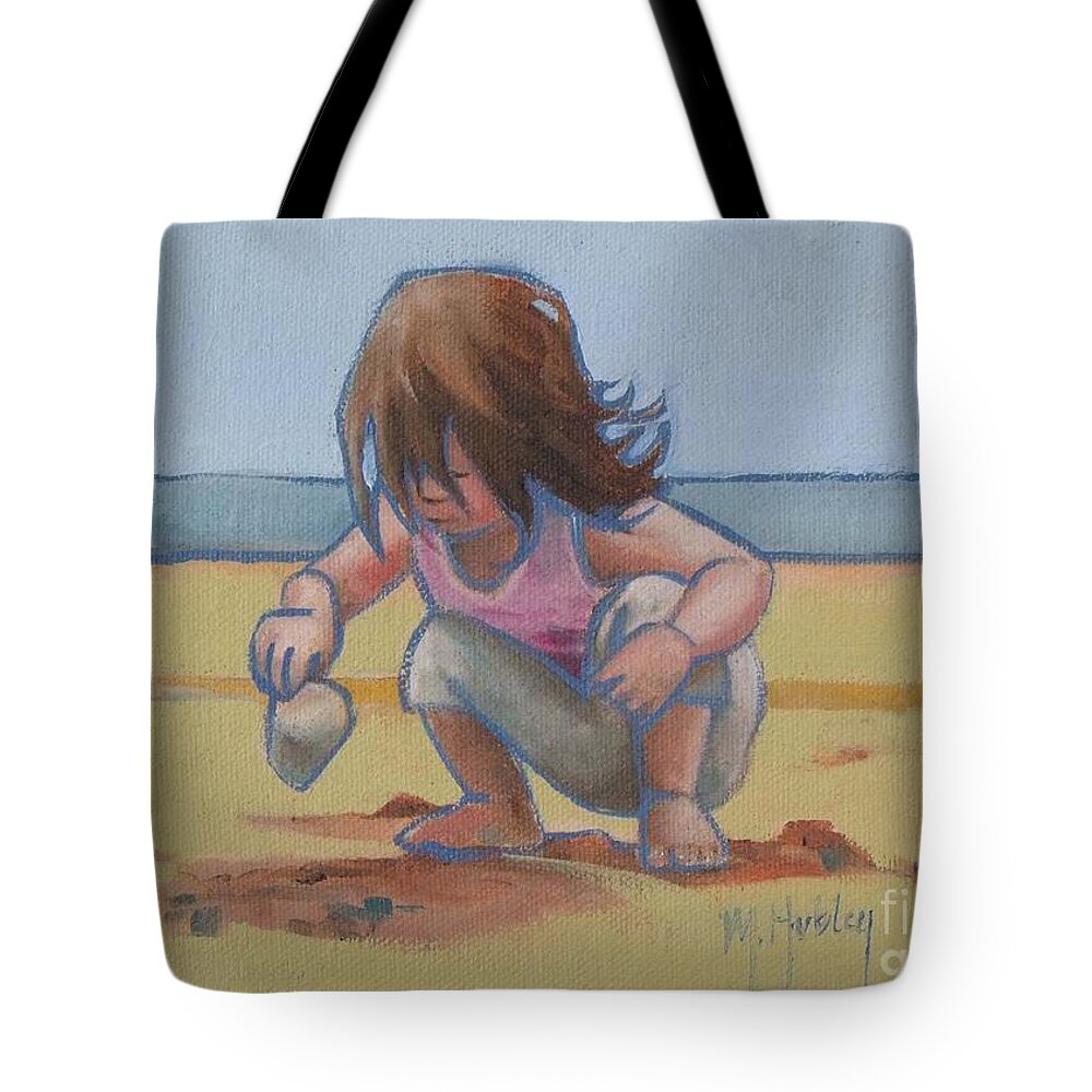 Seashell Tote Bag featuring the painting Finding a Shell by Mary Hubley