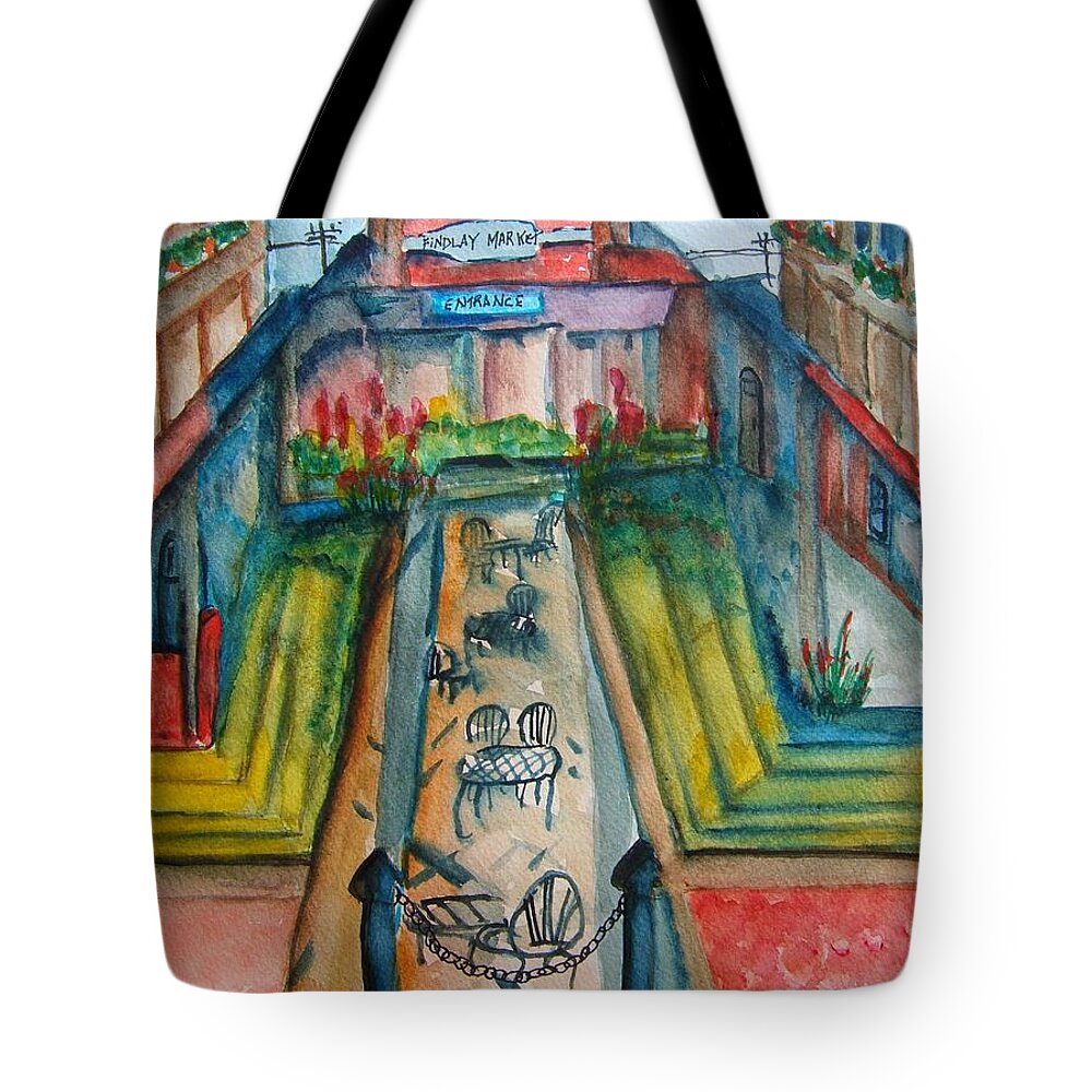 Cincinnati Tote Bag featuring the painting Findlay Market by Elaine Duras