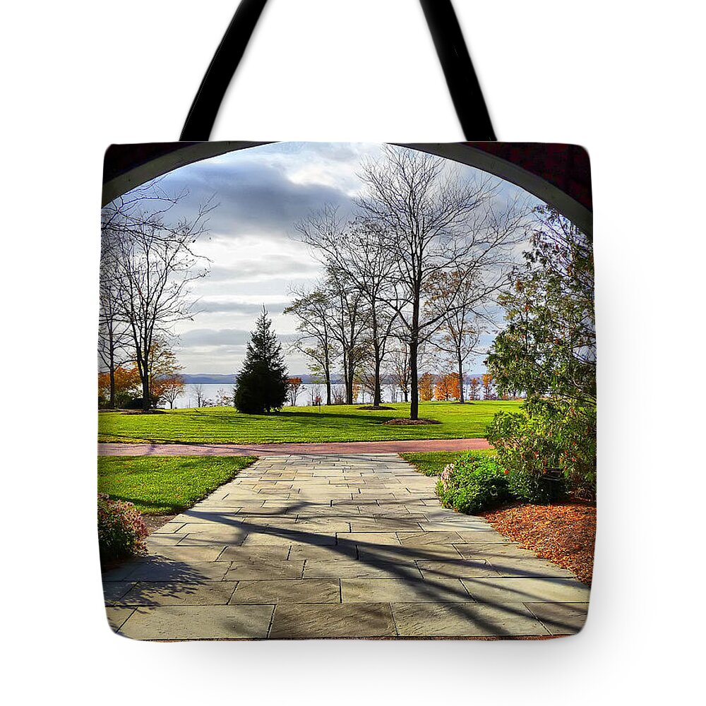 Finger Lakes Tote Bag featuring the photograph Finger Lakes View from Mackenzie Childs by Mitchell R Grosky