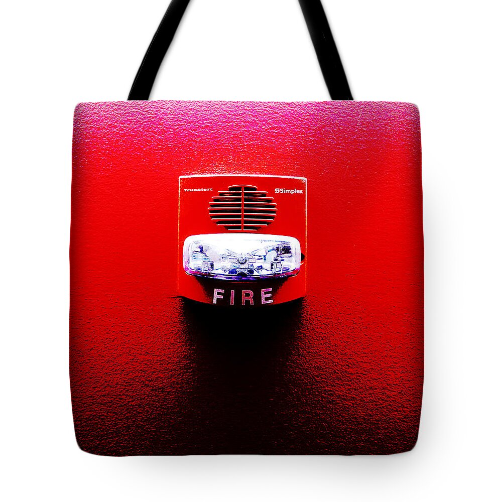 Richard Reeve Tote Bag featuring the photograph Fire Alarm Strobe by Richard Reeve