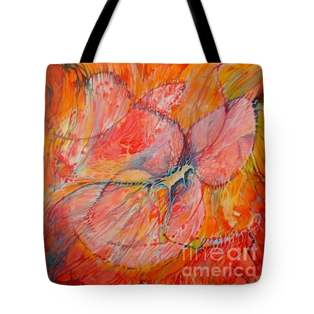 Abstract Tote Bag featuring the painting Fire and Ice by M J Venrick