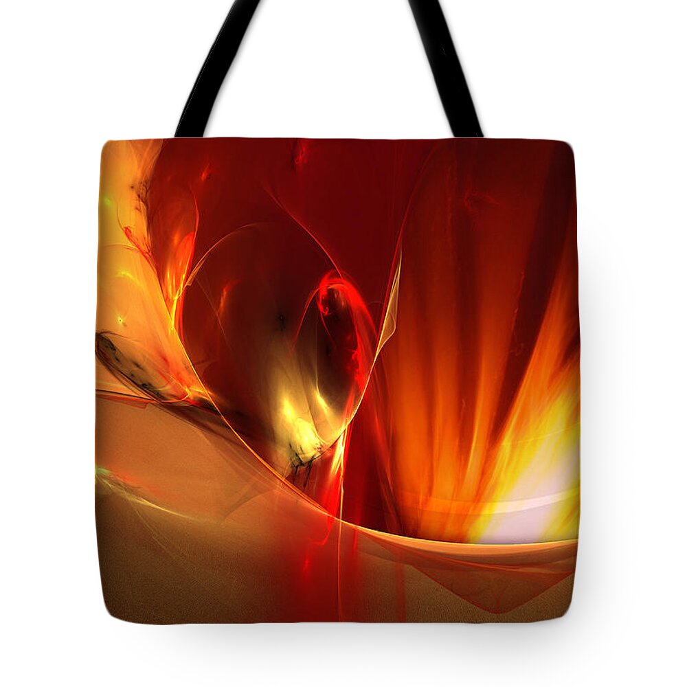 Fire Tote Bag featuring the digital art Fire Goddess by Lisa Yount