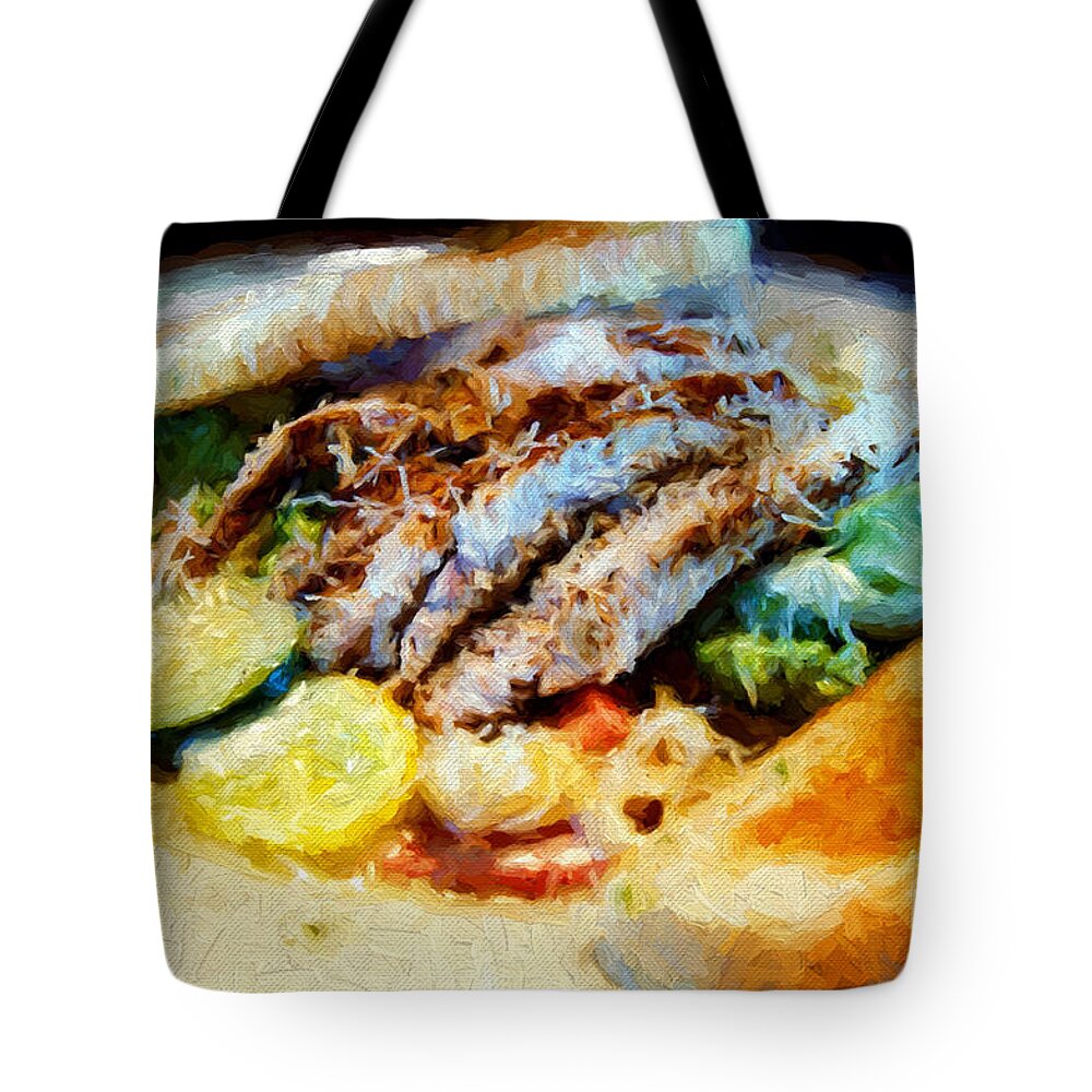Andee Design Chicken Tote Bag featuring the photograph Fire Grilled Chicken Painterly by Andee Design