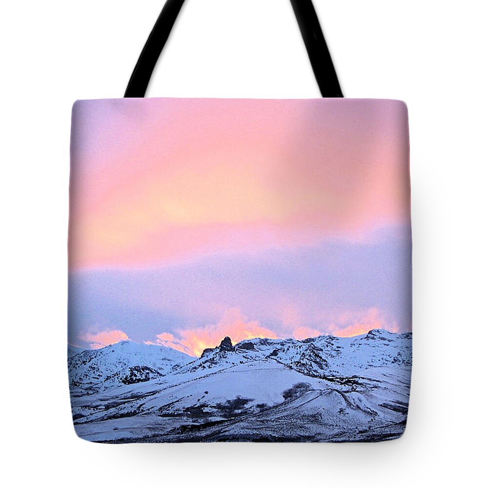 Fire Tote Bag featuring the photograph Fire on the Mountain by Darcy Tate
