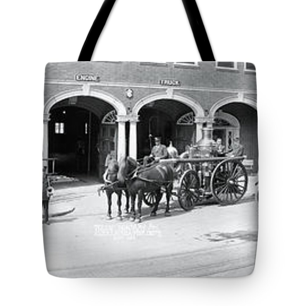 Photography Tote Bag featuring the photograph Fire Trucks Alexandria Va by Fred Schutz Collection