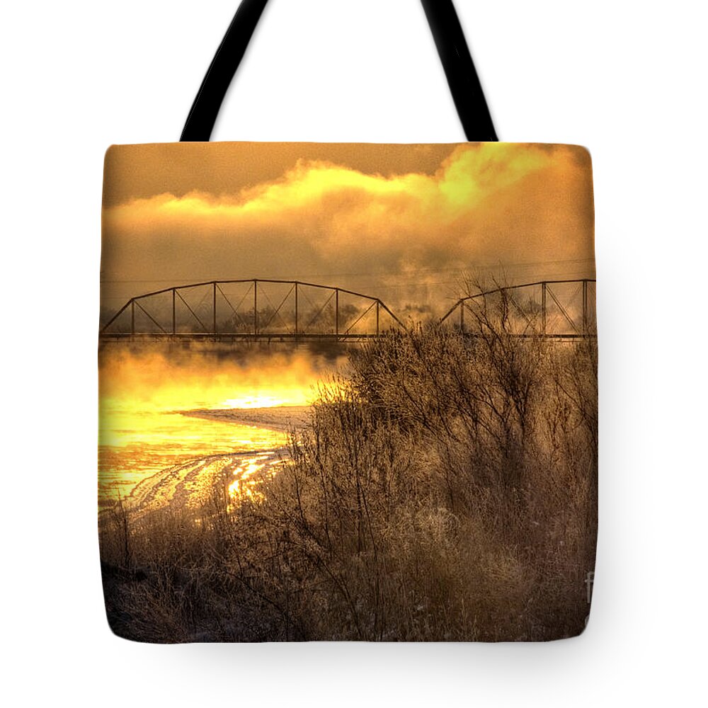 Colorado Tote Bag featuring the photograph Fire Water by Bob Hislop