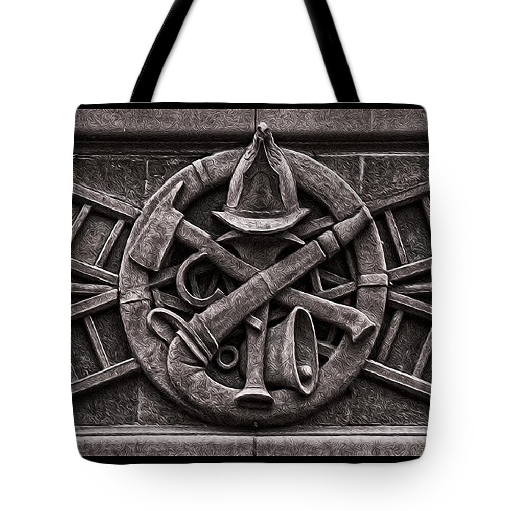 Fire Tote Bag featuring the photograph Firefighter Symbols by Phil Cardamone