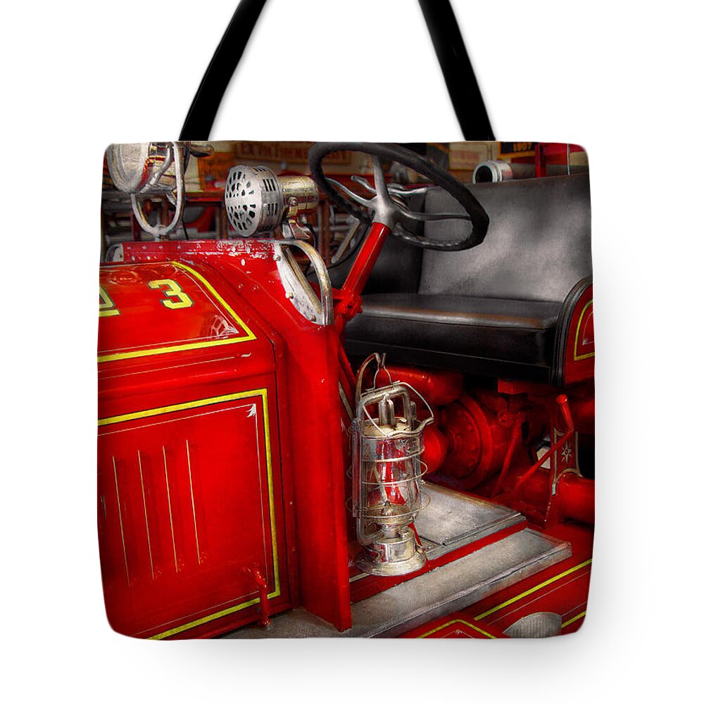 Savad Tote Bag featuring the photograph Fireman - Fire Engine No 3 by Mike Savad