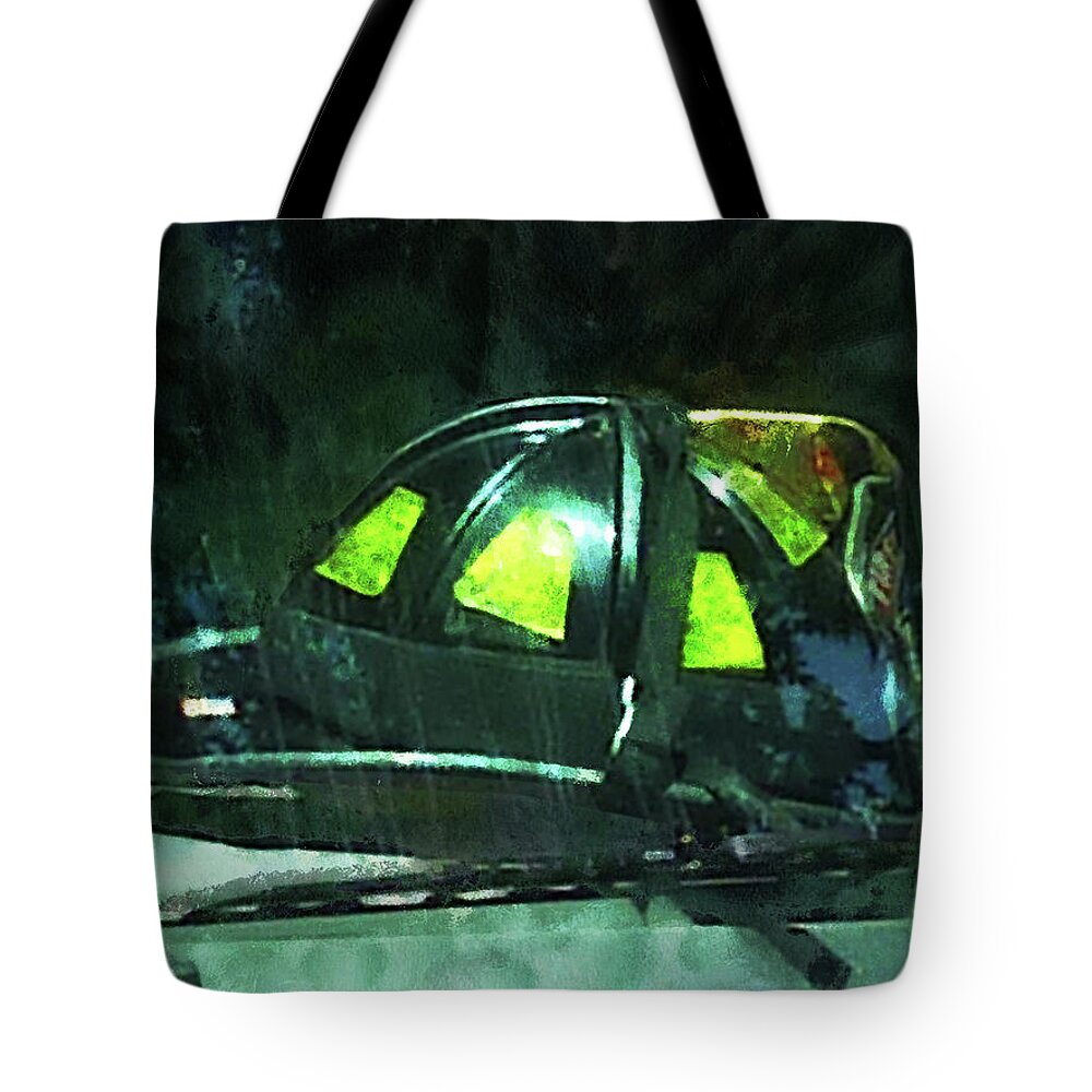 Helmet Tote Bag featuring the photograph Fireman - Fire Fighter's Helmet by Susan Savad
