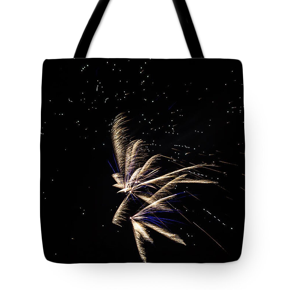 Night Tote Bag featuring the photograph Fireworks - Dragonflies in the Stars by Scott Lyons