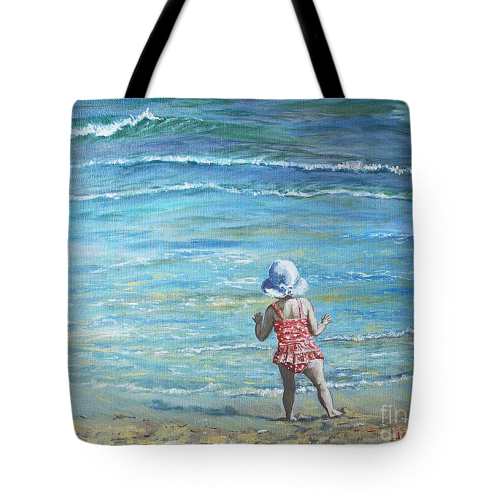 Ocean Tote Bag featuring the painting First Step Into the Unknown by Janis Lee Colon
