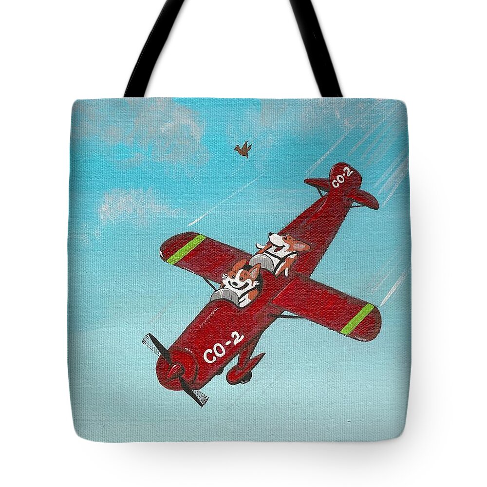 Print Tote Bag featuring the painting First Take Off by Margaryta Yermolayeva