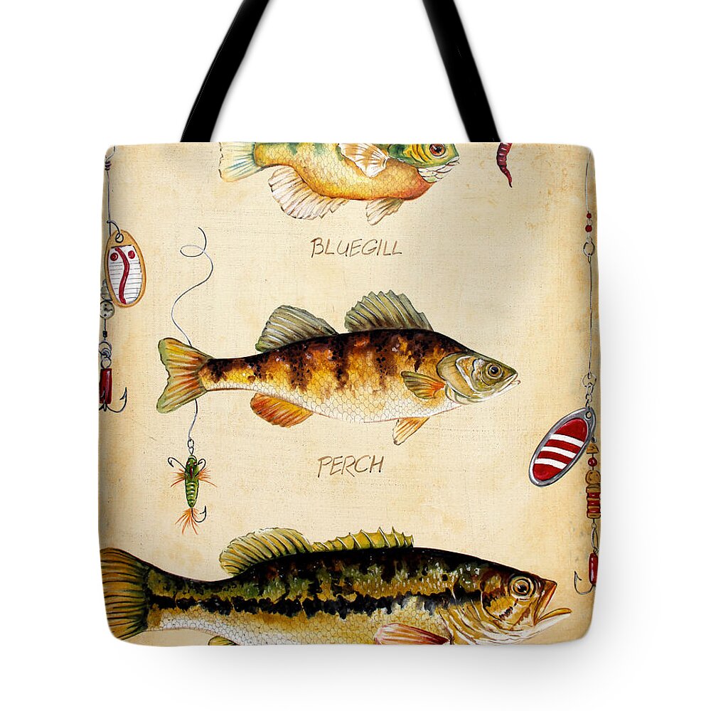 Acrylic Painting Tote Bag featuring the painting Fish Trio-C by Jean Plout