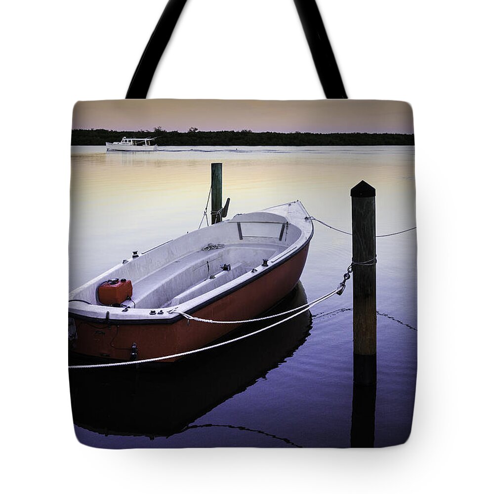 Boat Tote Bag featuring the photograph Fishing Boat at Dawn by Fran Gallogly