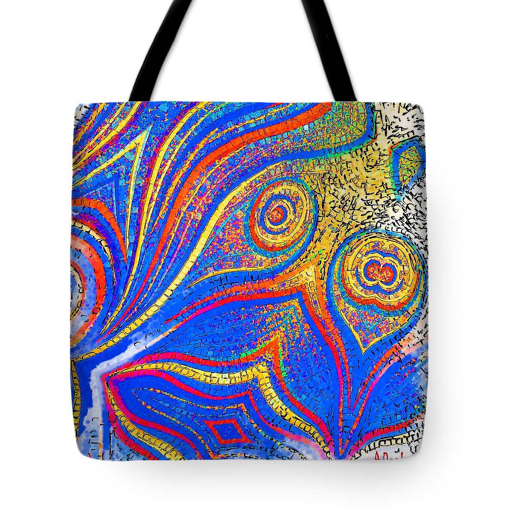 Fish Tote Bag featuring the digital art Fishing for Colours by Alec Drake