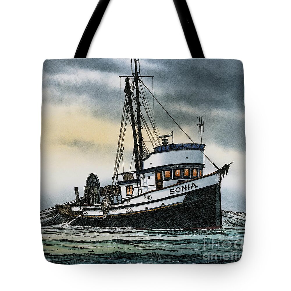 Fishing Vessel. Fishing Vessel Fine Art Print Tote Bag featuring the painting Fishing Vessel SONIA by James Williamson