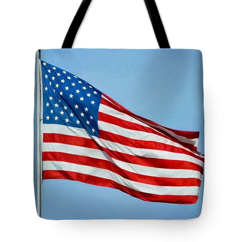 Flag Tote Bag featuring the photograph Flag USA by Holden The Moment