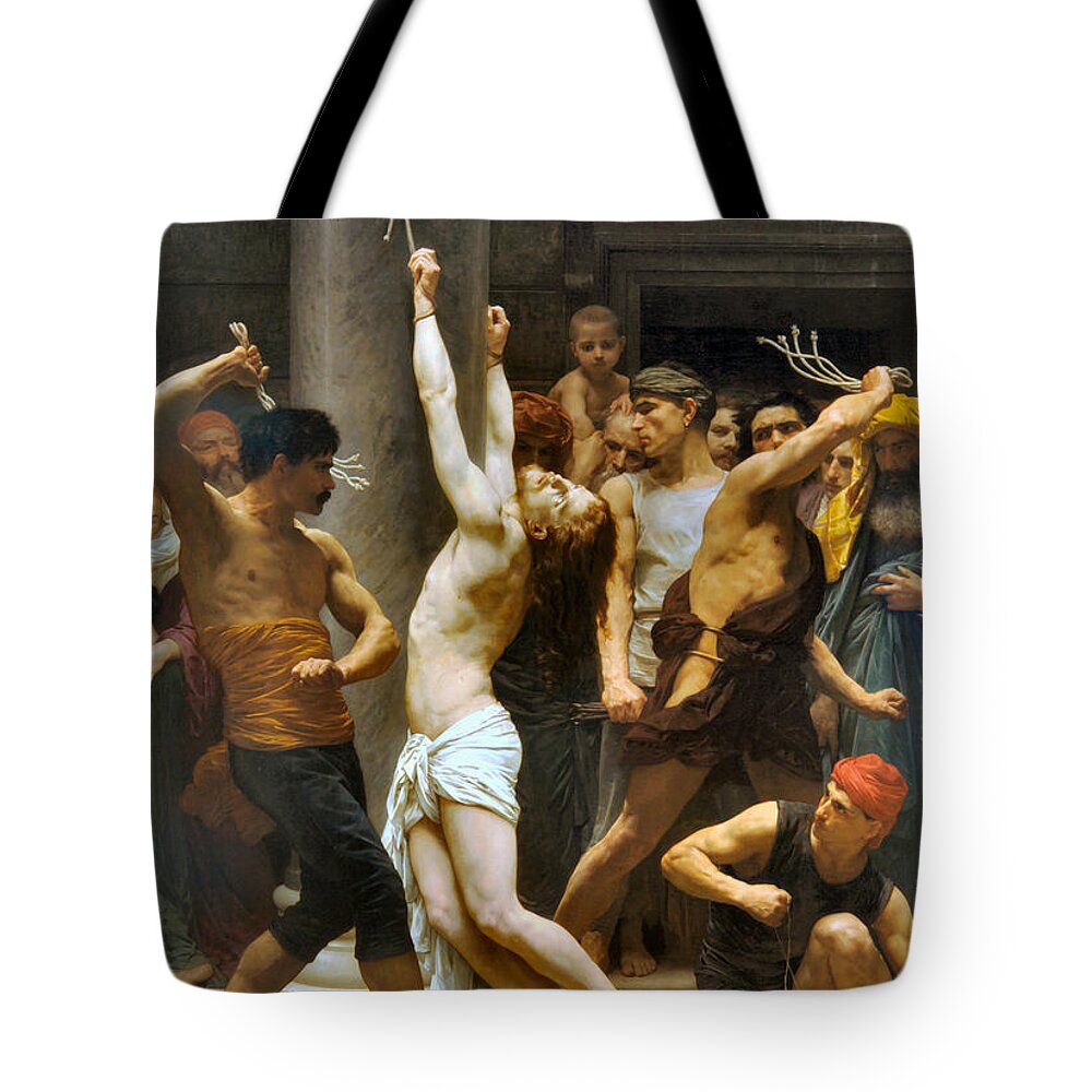 William Adolphe Bouguereau Tote Bag featuring the painting Flagellation of Christ by William Adolphe Bouguereau