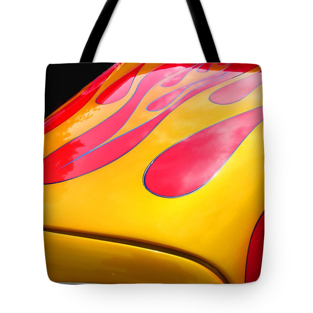 Auto Tote Bag featuring the photograph Flamed paint job by Ron Roberts