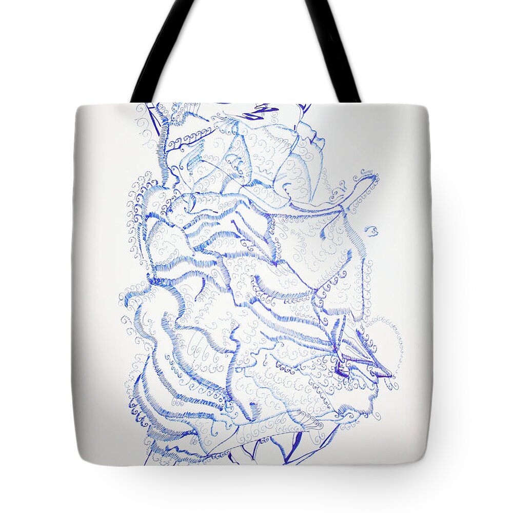 Jesus Tote Bag featuring the drawing Flamenco - Spain by Gloria Ssali