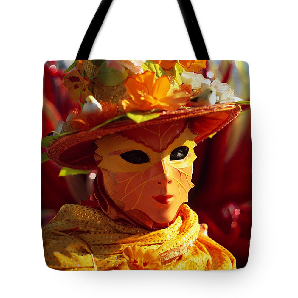 Venezia Tote Bag featuring the photograph Flaming mask by Riccardo Mottola