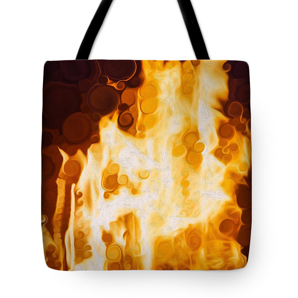 Georgia Okeefe Tote Bag featuring the painting Flaming Waters by Omaste Witkowski