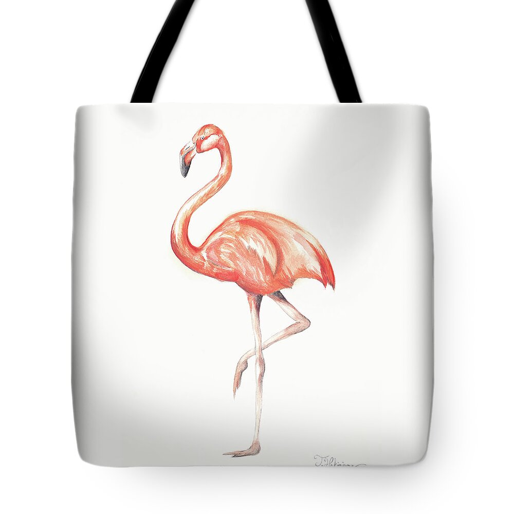 Flamingo Tote Bag featuring the painting Flamingo Duo II by Tiffany Hakimipour