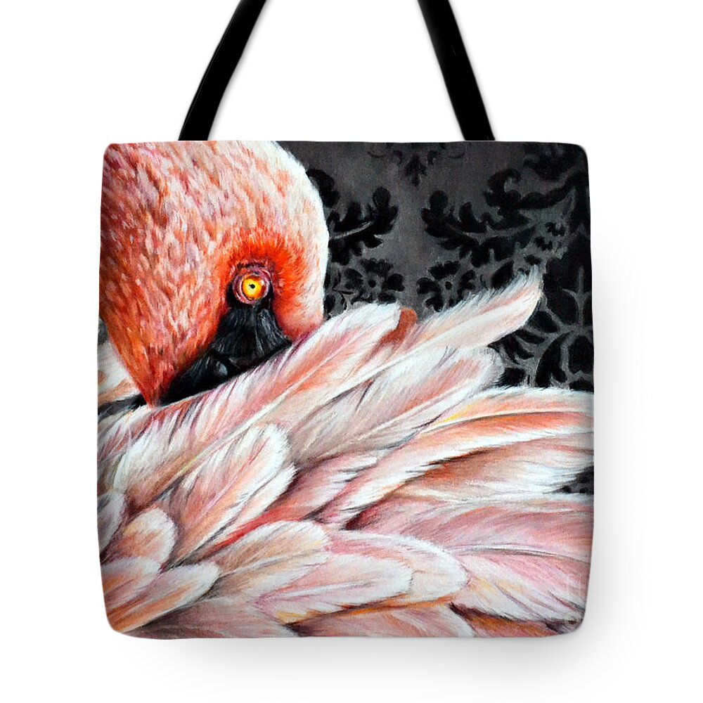 Flamingo Tote Bag featuring the painting Flamingo by Lachri