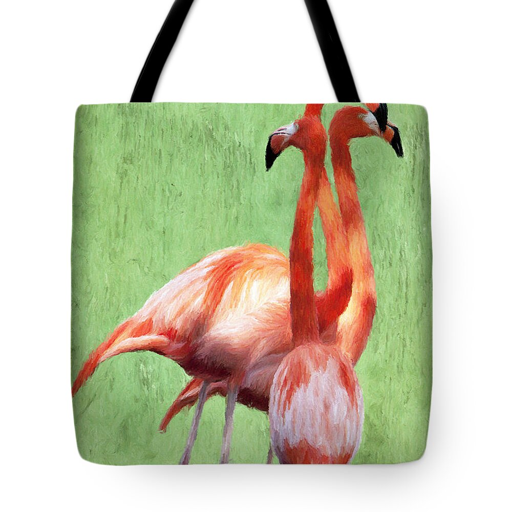 Tall Tote Bag featuring the painting Flamingo Twist by Jeffrey Kolker